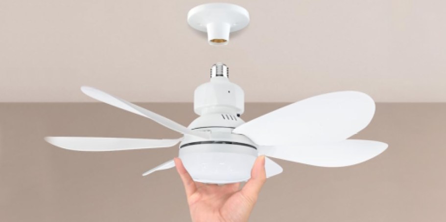 Socket Ceiling Fan Only $18 Shipped on Amazon (Screws In Like a Light Bulb)