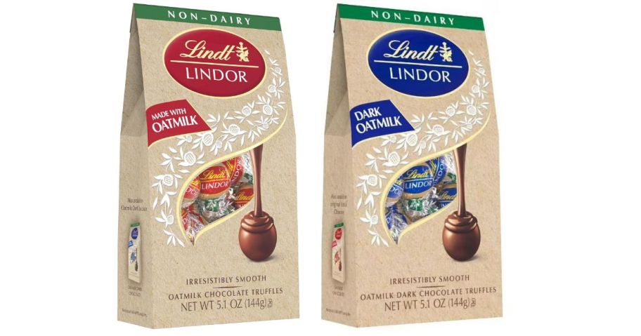 lindor chocolate packs on white background