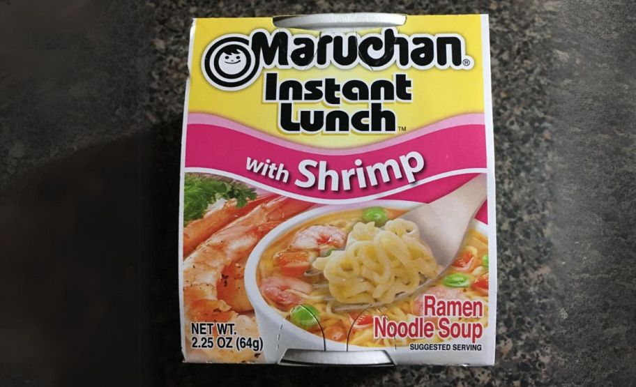 maruchan instant lunch ramen package on a countertop 