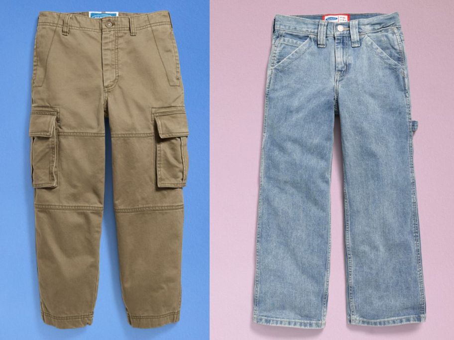 two boys old navy pant stock images