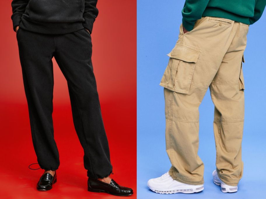 two men wearing old navy pants