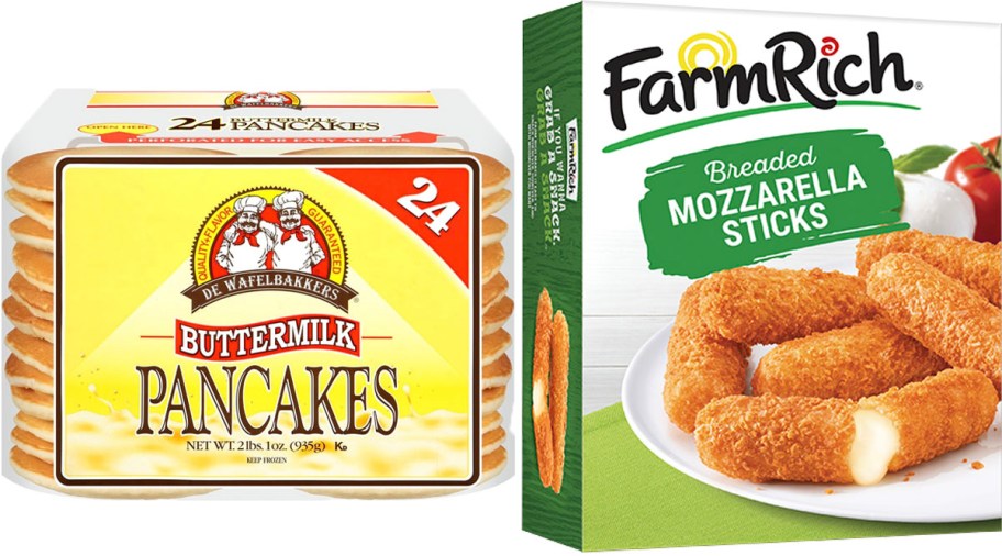 pancakes pack and farm rich mozz sticks box