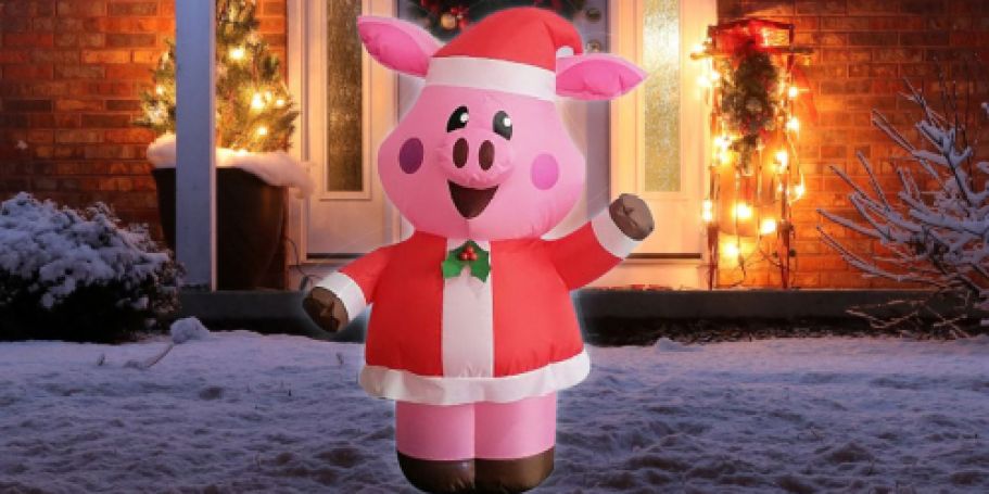 LED Christmas Pig Inflatable Just $9.99 on Lowes.online (10K Sold Last Week!)