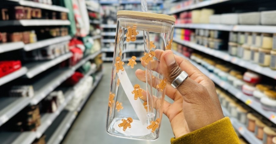 Gingerbread Man Square Glass Tumbler UNDER $3 on Walmart.online