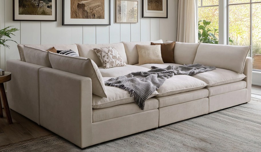 beige modular sofa