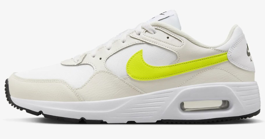 men's Nike Air Max shoe in white, off white and yellow