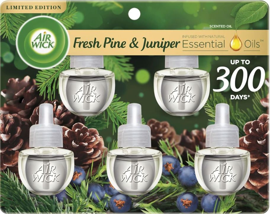 Air Wick Plug in Scented Oil Refill 5 Count fresh pine and juniper stock image 