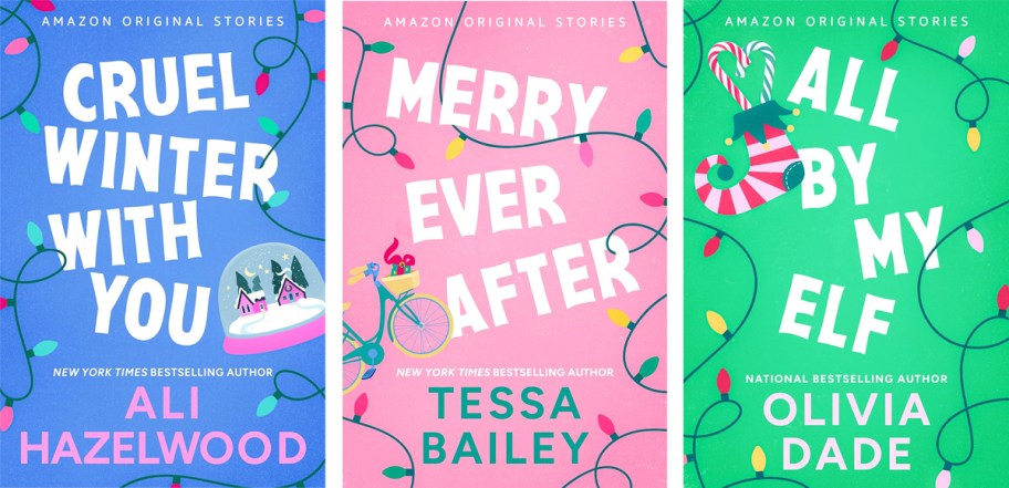 three christmas book covers