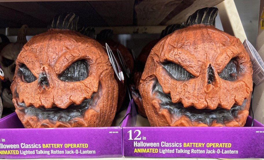 animated jack-o-lanterns on store shelf