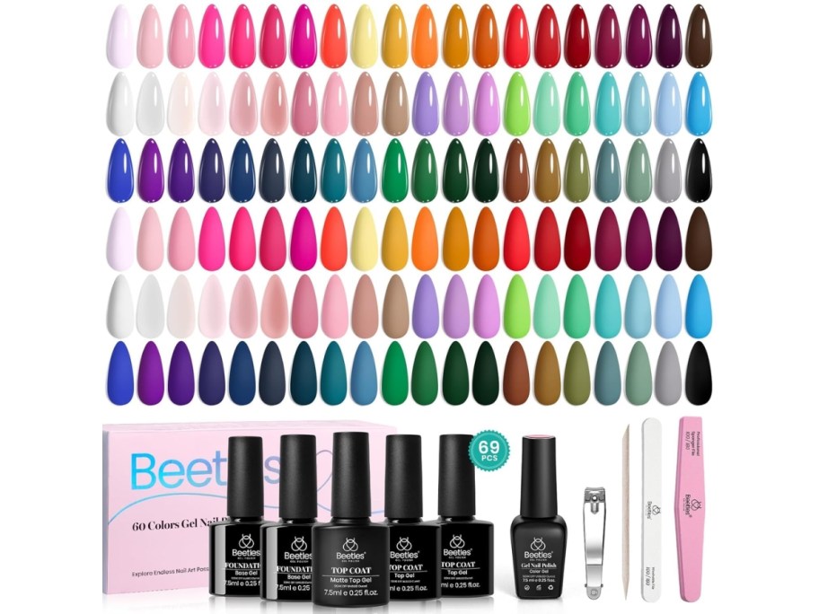 Beetles Gel Nail Polish 70-Piece Set with colors of nail polish included