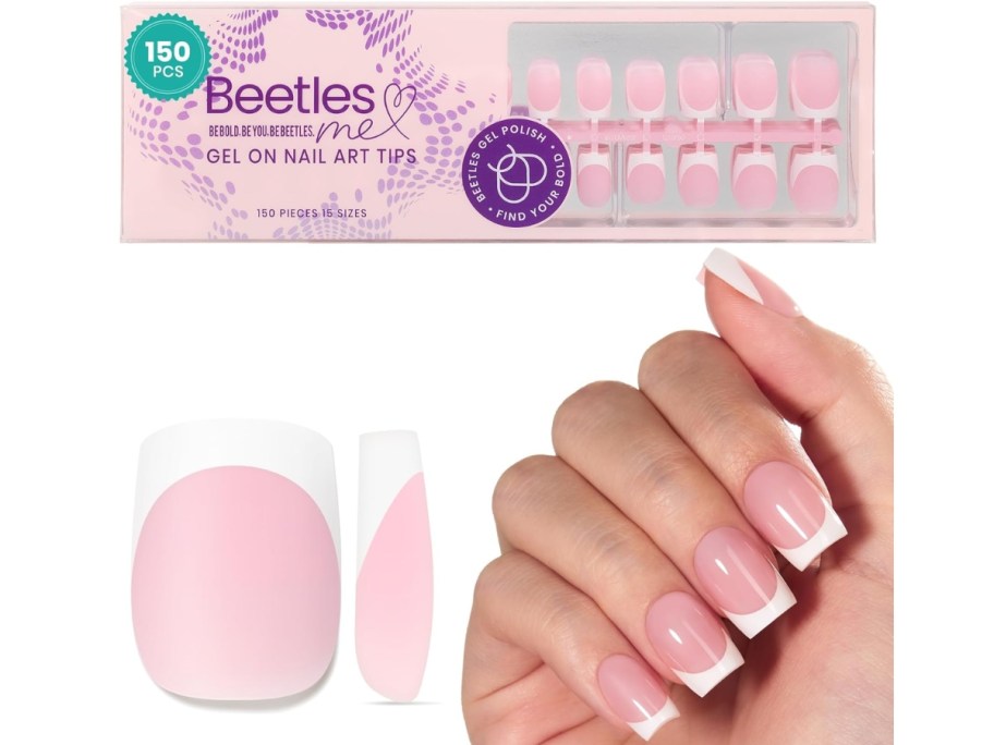 Beetles French Tip Press-On Nails 150-Piece Set