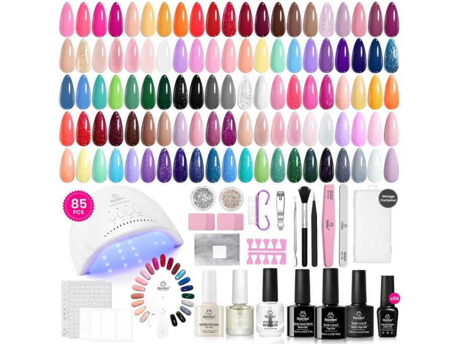 Beetles Gel Nail Polish & UV Light 85-Piece Set with colors of nail polish included