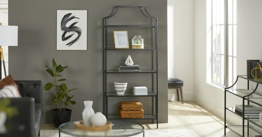 better homes & gardens 5-shelf bookcase in black