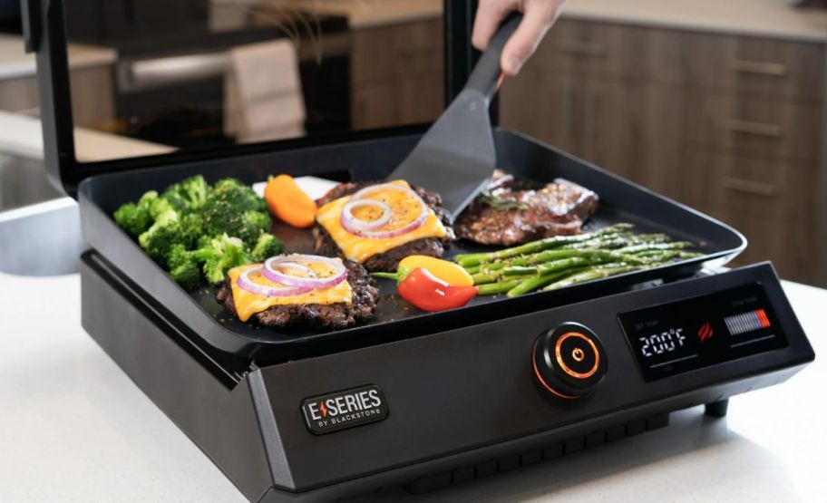 a blackstone indoor griddle on a kitchen counter