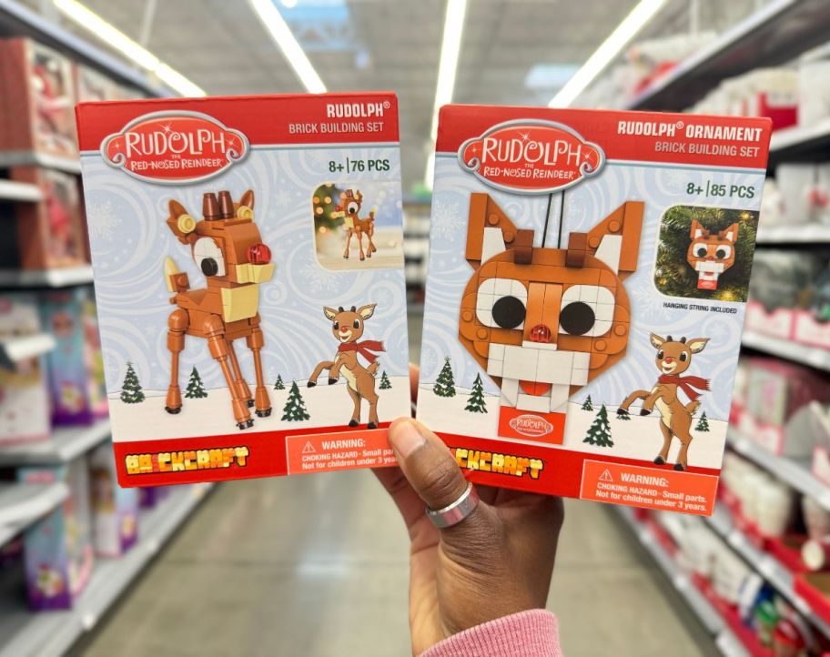 Rudolph figure and ornament brick building kit 