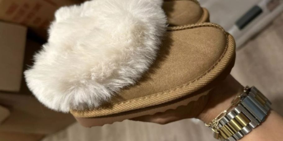 Cat & Jack Faux Fur Slippers Only $11 on Target.online (Today Only)