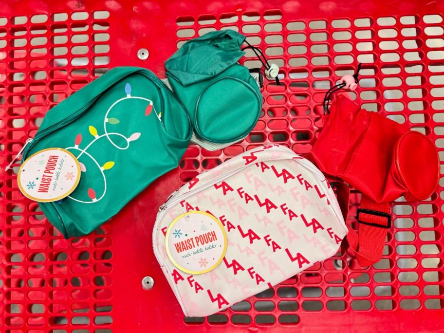 Christmas Waist Pouches in cart in store