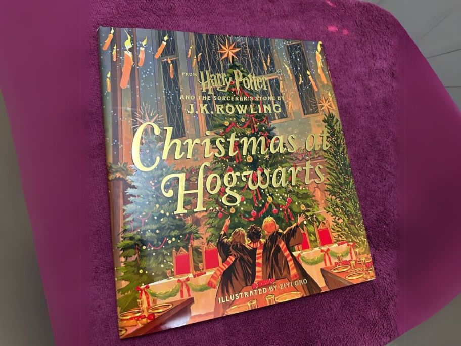 Christmas at Hogwarts Hardcover Book on blanket