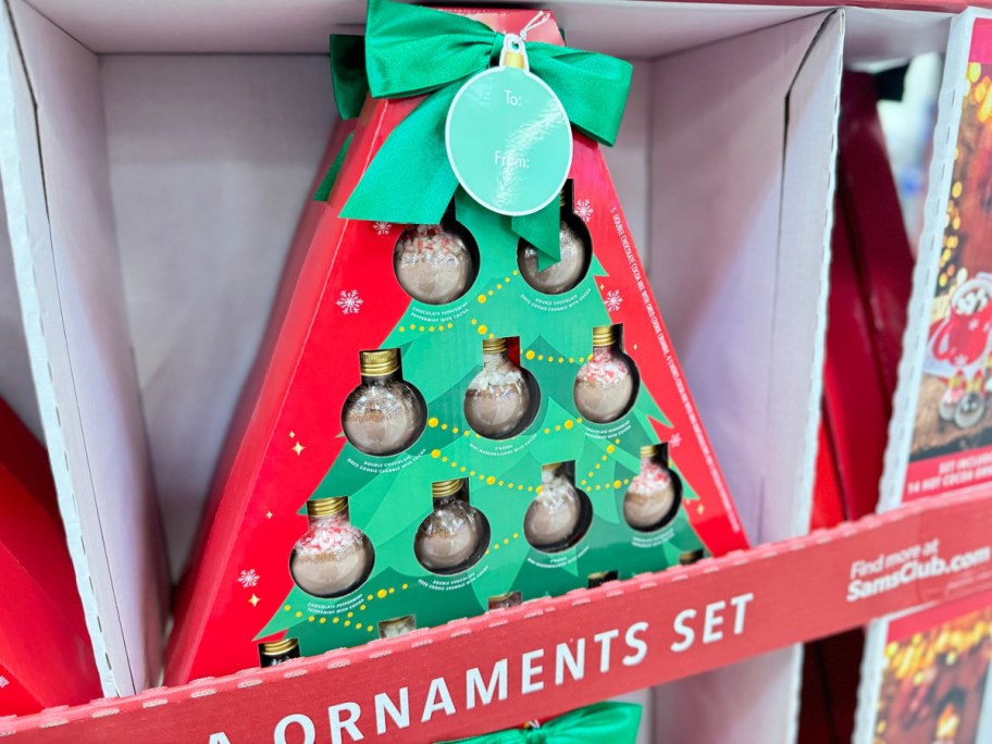 Christmas ornaments set displayed at the store