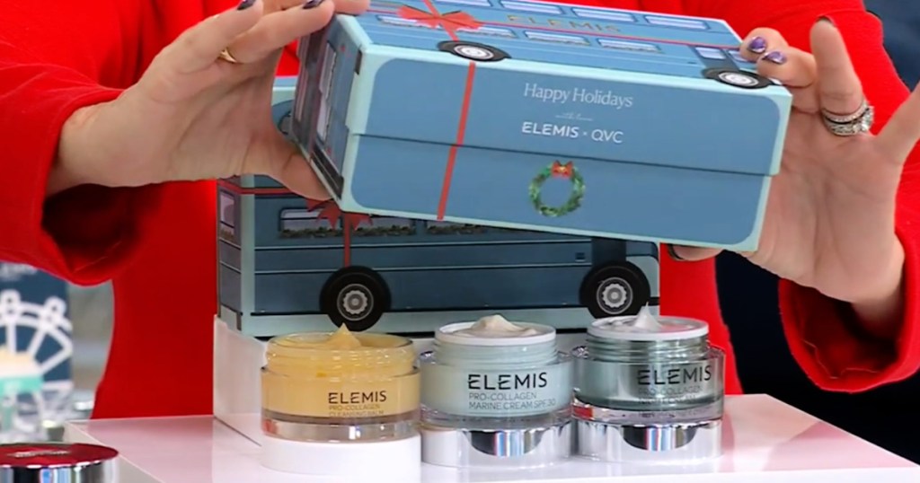 person holding up Elemis QVC Gift Box