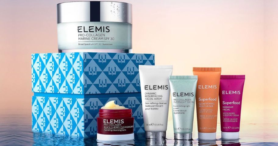 An ELEMIS Super-Size Pro-Collagen Marine Cream and 5 smaller ELEMIS skincare products