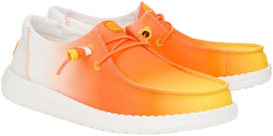 Stock image of HEYDUDE Wendy Candy Corn Halloween Shoes