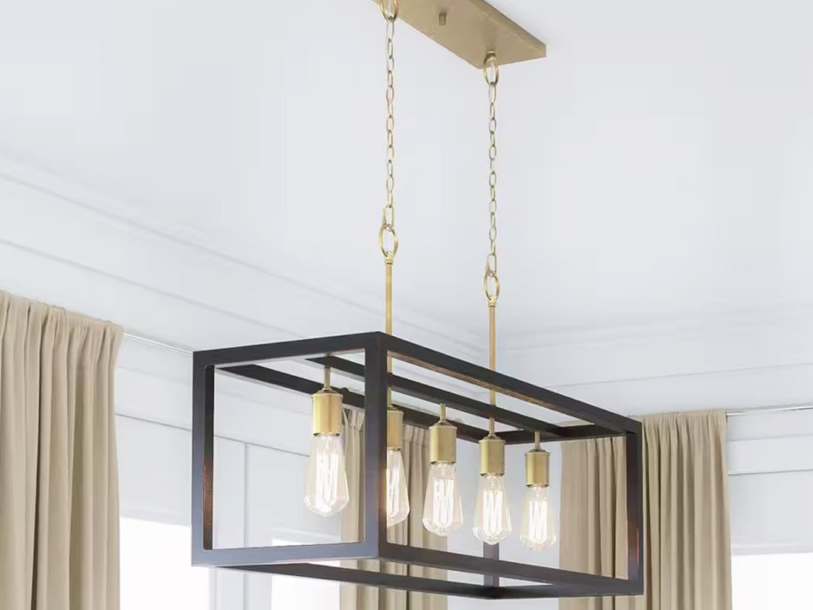 black and gold rectangular chandelier