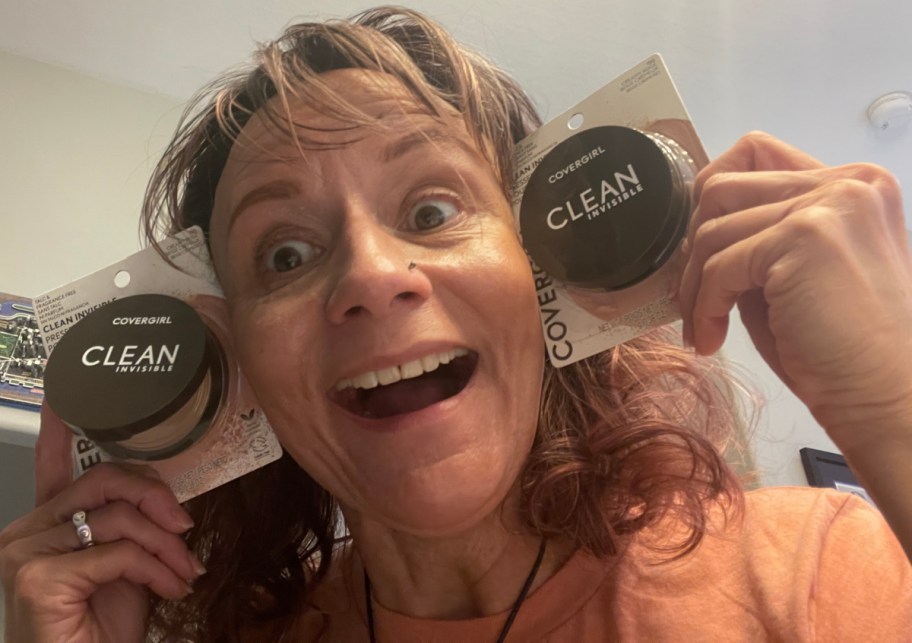 Happy Friday reader with her makeup haul of covergirl powder