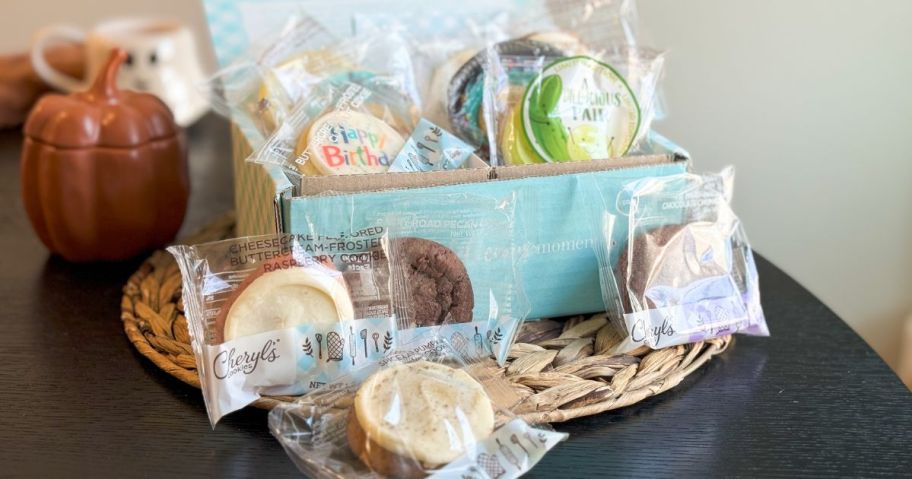 Hip2Save’s Cheryl’s Experience Box with cookies onlineing out of the box