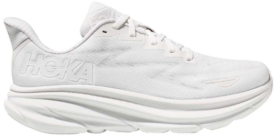 all white hoka running shoe