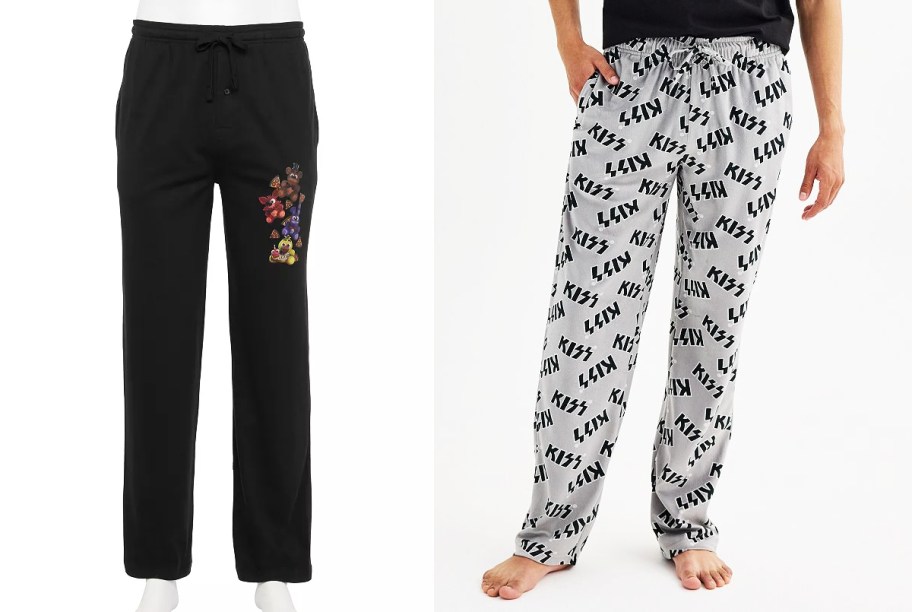 black and grey mens pajama pants