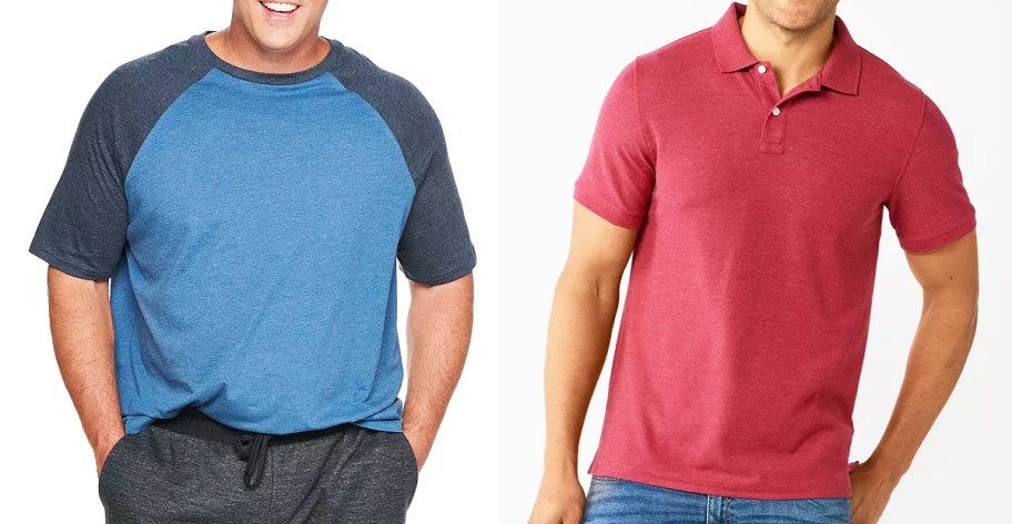 men in blue and red tops