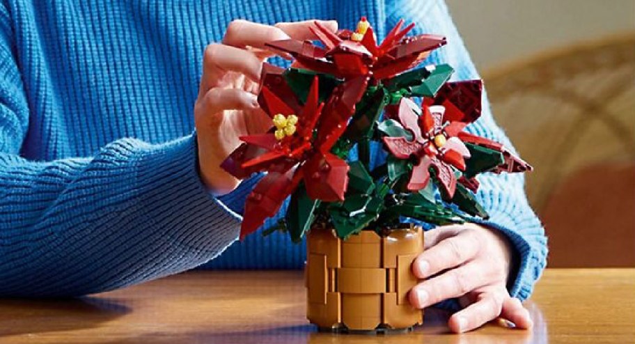 LEGO flower displayed on the table