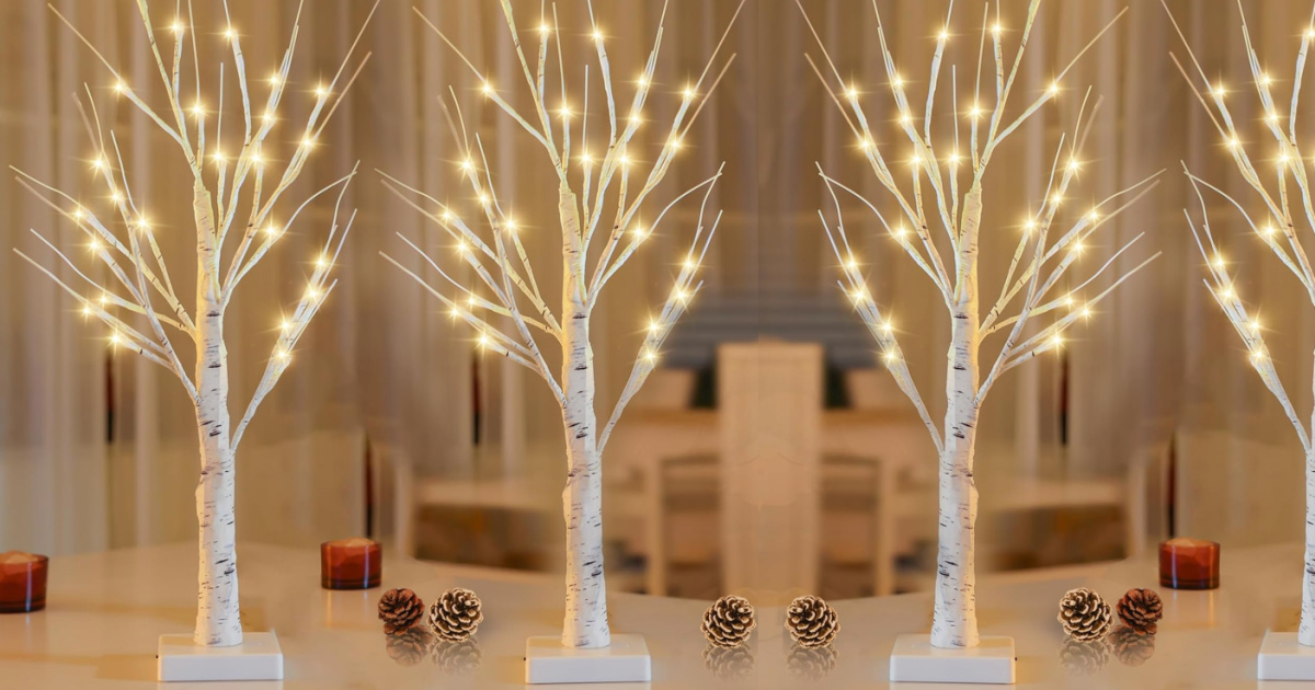 Lighted Birch Trees 2-Pack Only $19.50 on Amazon | Make Your Home a Winter Wonderland!