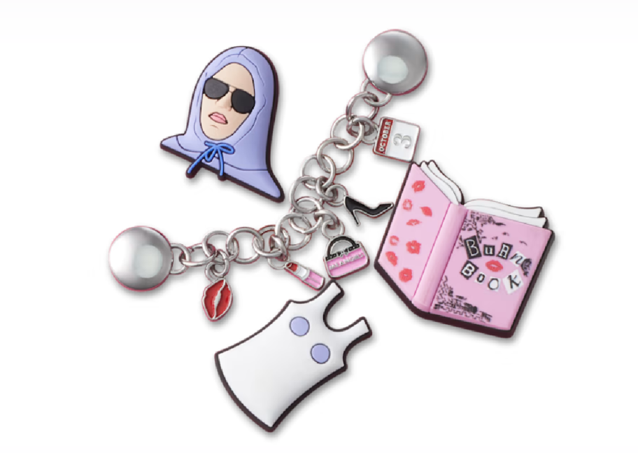 a 5-Pack of Mean Girls Jibbitz charms for Crocs shoes