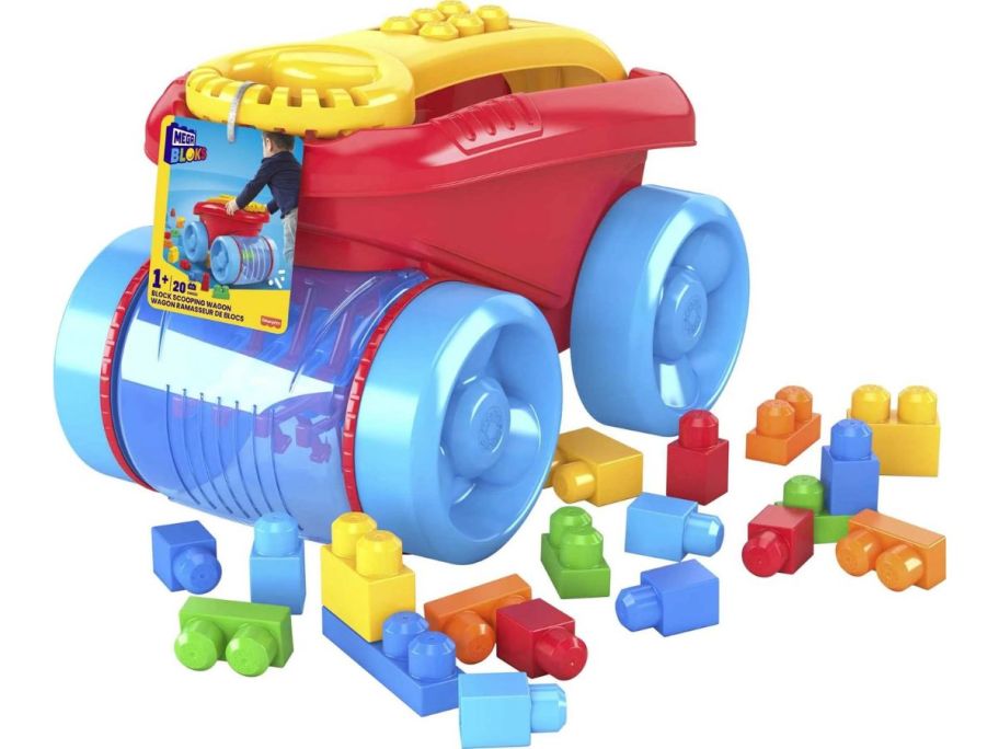 Mega Bloks Blue Block Scooping Wagon Building Toy stock image