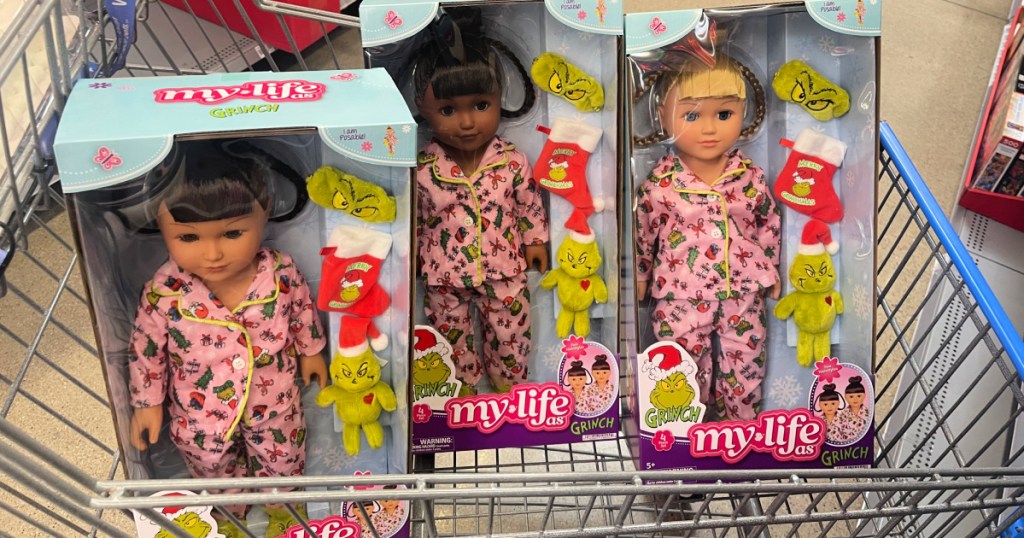 My Life as Grinch Dolls in walmart cart