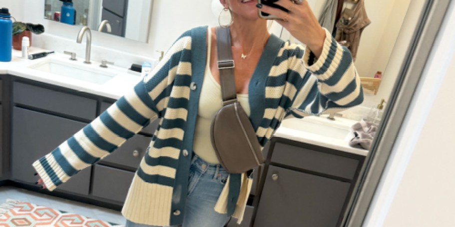 Oversized Striped Cardigan Only $21.59 Shipped on Amazon (Reg. $46)