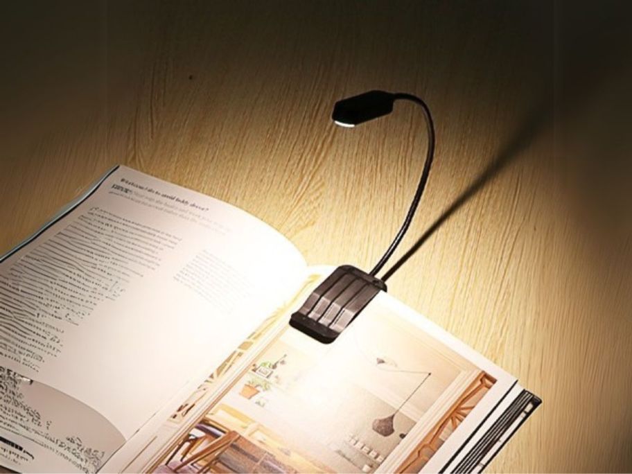 Rechargeable Book Light on book