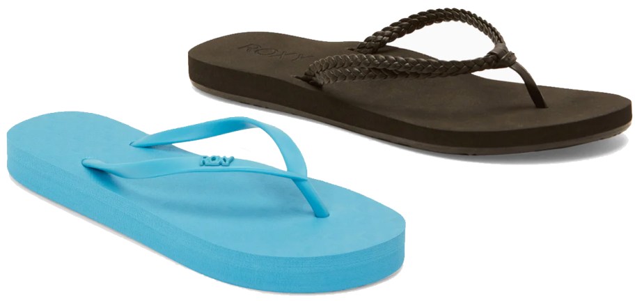 blue and black flip flops