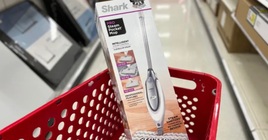 steam mop in red cart