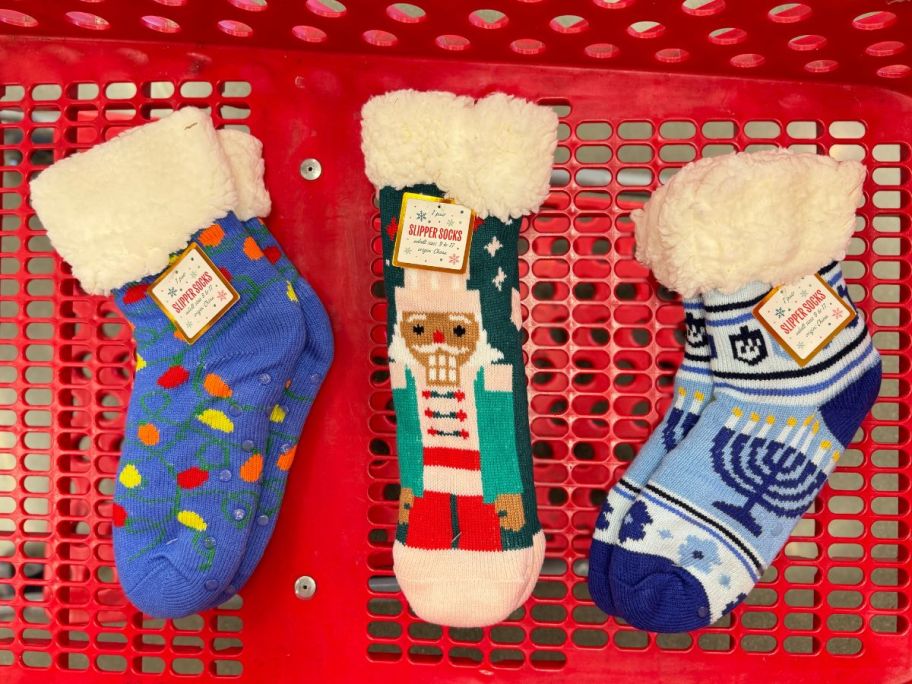 Slipper Socks in cart in store