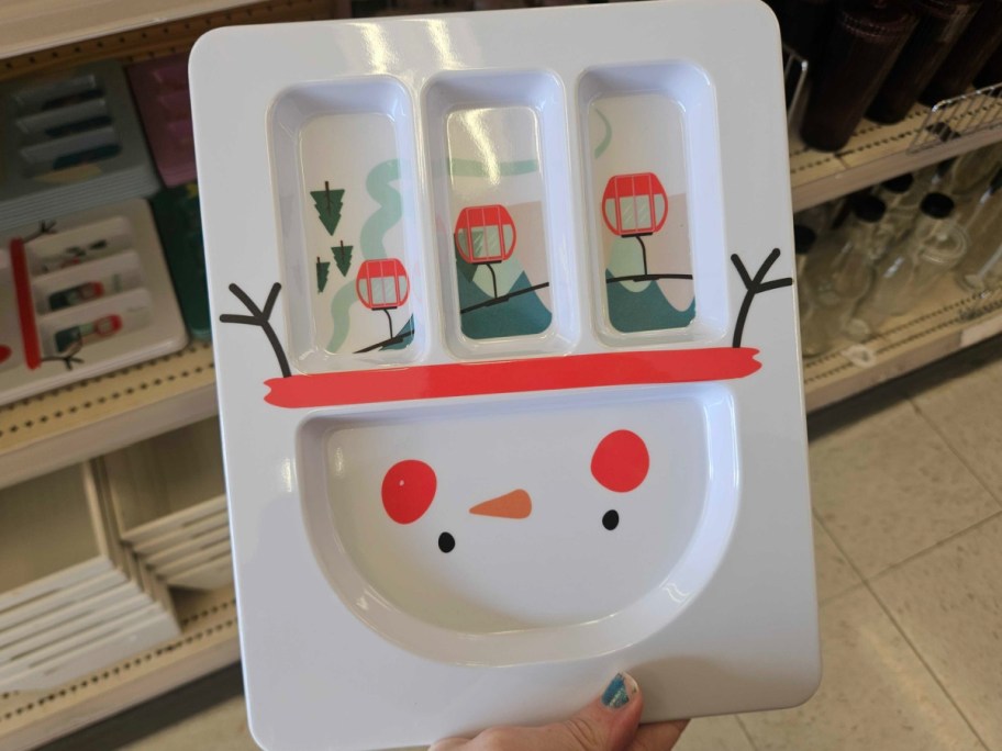 Snowman divided tray in womans hand at target