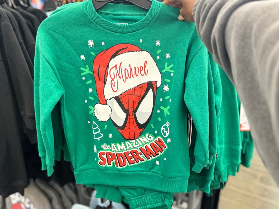 Spider-Man Boys Christmas Graphic Print Christmas Sweatshirt and Joggers 2-Piece Set