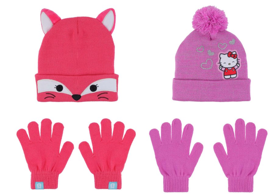 Squishmallows and hello kitty hat and mittens sets