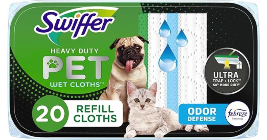 a box of Swiffer Sweeper Pet Pet Wet Cloths