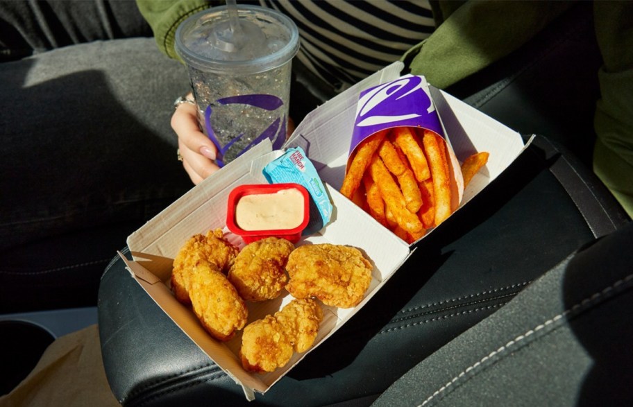 Taco Bell Chicken Nuggets in a to-go box