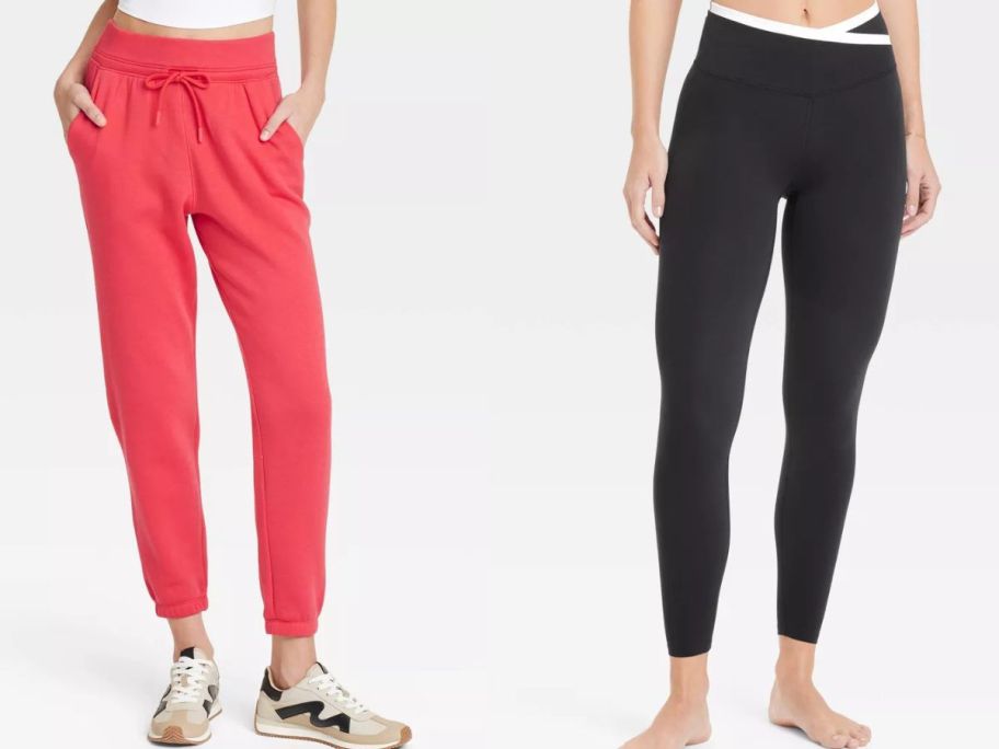 stock images of two women wearing all in motion pants and leggings