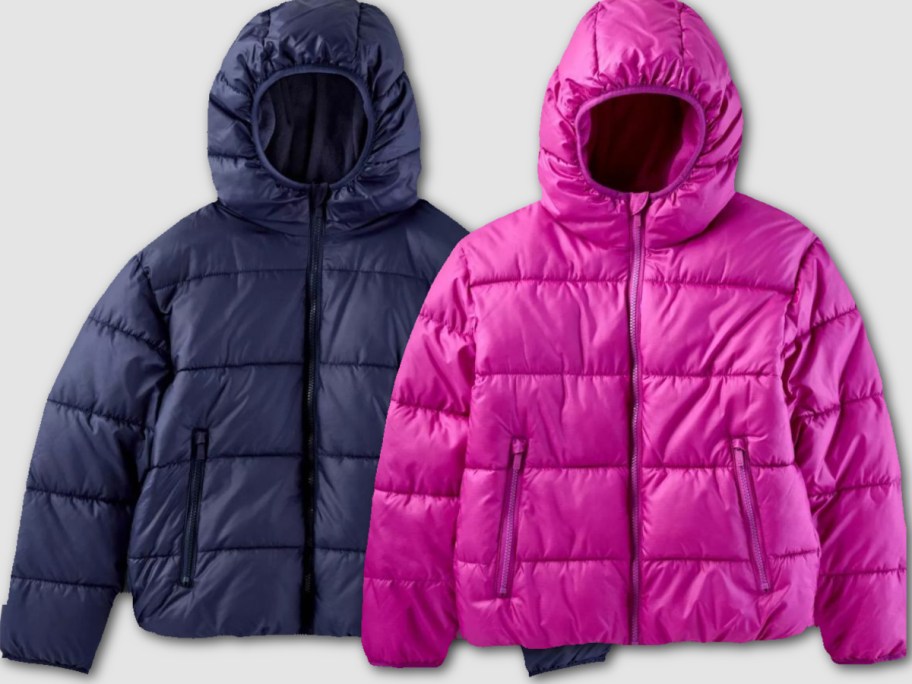 Stock image of two puffer jackets for kids from Target