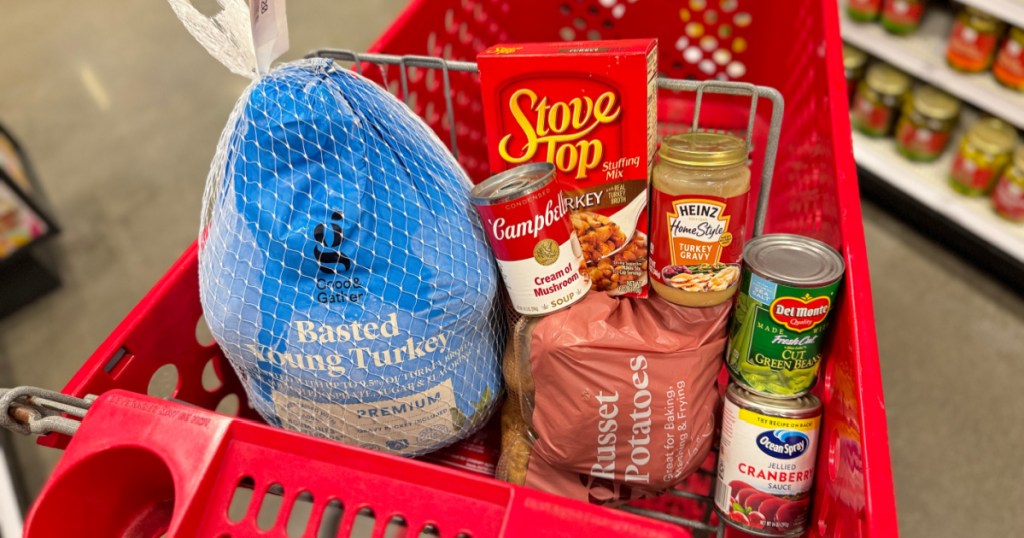 Thanksgiving food items in Target cart